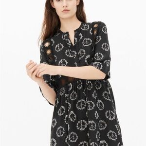 Sandro Black and White Peace Dress